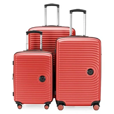 Image of HAUPTSTADTKOFFER Mitte Set of 3 Suitcases Hand Luggage Suitcase 55 cm, Medium 68 cm + Large Travel 77 Hard Shell ABS, TSA, Coral