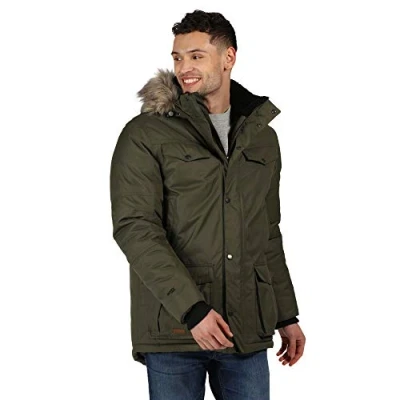 Image of Regatta Adair Waterproof Breathable Taped Seams Insulated Taffeta Lining Hooded Jacket Dark Khaki, XXX Large