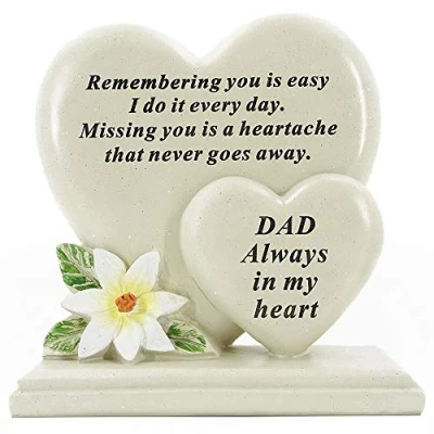 Image of Special Dad Graveside Memorial Double Heart Grave Plaque Ornament Decoration