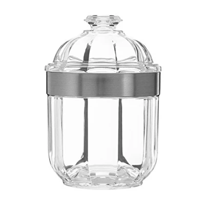 Image of Premier Housewares Clear Canister, Acrylic, Silver, 10 x 15 cm