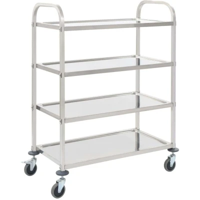 Image of vidaXL 4 Tier Kitchen Trolley 107x55x125 cm Stainless Steel