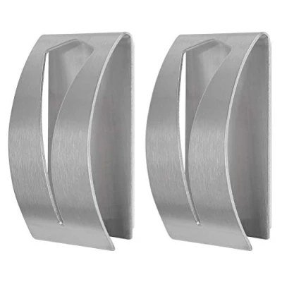 Image of FOCCTS 2Pcs Tea Towel Holders Self Adhesive Brushed Stainless Steel Hand Hook Rack Hangers Rustproof