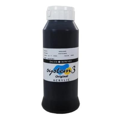 Image of Daler Rowney System3 Acrylic Paint, Plastic Pot, 33.81oz 1L, Mars Black