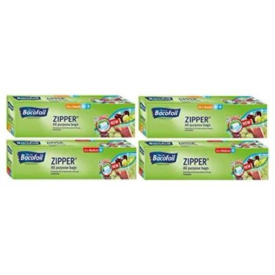 Image of Zipper All Purpose Bags Resealable Slider Secure Zip Tight Seal BPA Free Food Storage Bags, Fresh Keeping, Freezing, Transporting and Organising 30 x Small 1L 24 Medium 3L