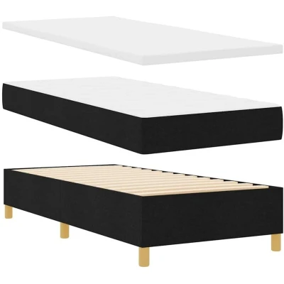 Image of vidaXL Box Spring Bed with Mattress Black 100x200 cm Fabric