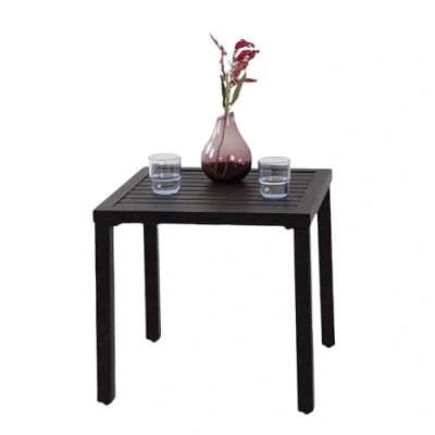 Image of MFSTUDIO Garden Table, Metal Square Coffee Tea Bistro Side Small Outdoor Weather Resistant, Black