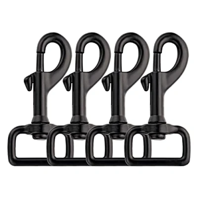 Image of Dog Lead Clip Clasp Black Heavy Duty Swivel Eye Bolt Snap Hooks Pet Leashes Trigger 4pcs base interior width 1&quot; for Linking Collar Bag Strap DIY Project