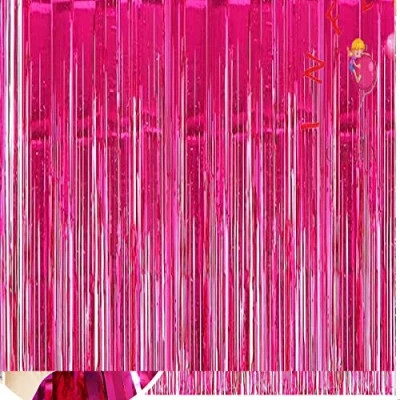 Image of Mr. Gadget&#039;s Solutions DECOT TINSEL SHIMMER FOIL DOOR CURTAIN GARLANDS BIRTHDAY PARTY DISCO DECORATIONS PINK
