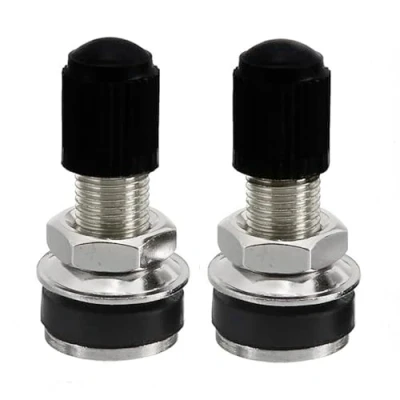 Image of 2 Pcs Tyre Valve Rim Valves with Dust Caps Car Tubeless Metal for Motorcycle Tires