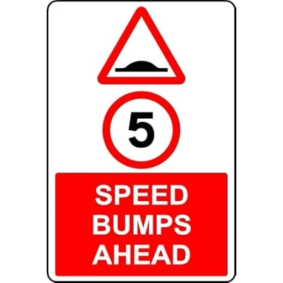Image of 5mph speed bumps ahead safety sign 1mm Plastic (600mm x 400mm)