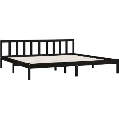 Image of vidaXL 810106 Bed Frame without Mattress Black Solid Wood 200x200 cm