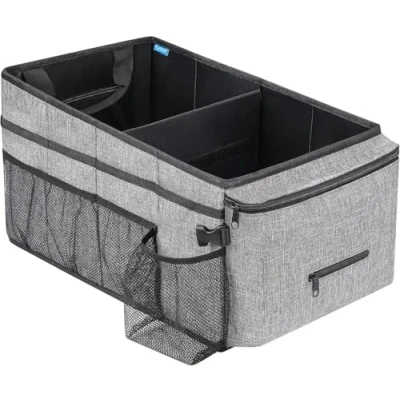 Image of Car Organiser Seat for Front Back Between Seats, Storage Kids, Organisers and with cup Holders, Adjustable Dividers(Gray)