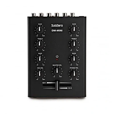 Image of SubZero 2 Channel Desktop Mini DJ Mixer with Crossfader &amp; Mic Input