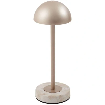 Image of Lindby LED table lamp Pippin, gold/travertine, height 27cm