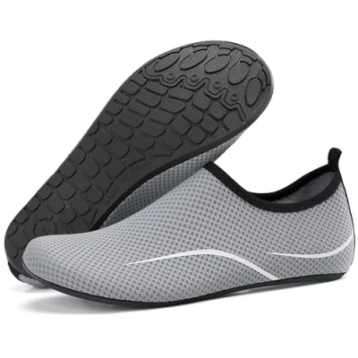 Image of Beach Water Shoes Mens Womens Breathable Quick Dry Swim Lightweight Aqua Barefoot Socks for Swimming Pool Boating Surfing Diving Yoga (Grey,4 UK)