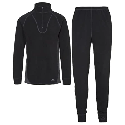 Image of Trespass Thriller Unisex Adult Baselayer Set (Trousers &amp; Long sleeved Top), Black X ,M/L
