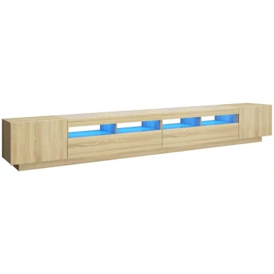 Image of vidaXL TV Cabinet with LED Lights Sonoma Oak 300x35x40 cm
