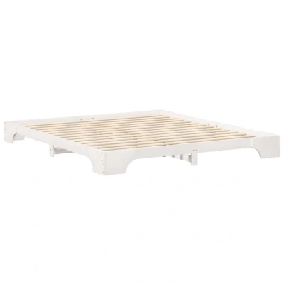 Image of vidaXL Floor Bed Frame with Storage White 200 x 220 cm Solid pine wood
