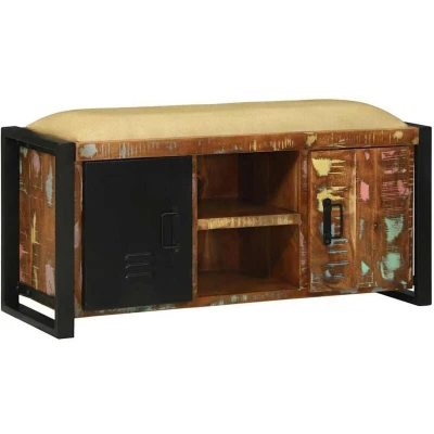 Image of vidaXL Bench Cabinet Multicolour 100x35x50 cm Solid Wood Reclaimed