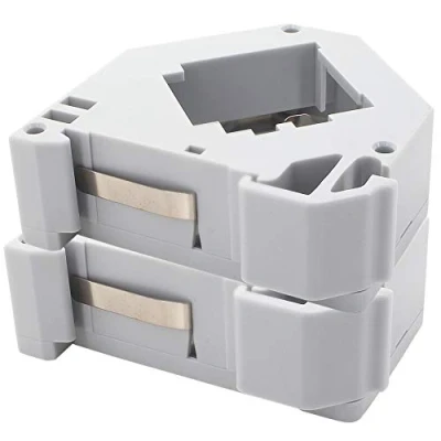 Image of 1aTTack.de DIN rail adapter for Keystone module RJ45 network Cat6 Cat7 Cat8 Chinch audio antenna 35mm with grounding spring white 2 pieces