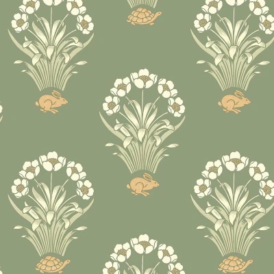 Image of Belgravia Decor Tortoise &amp; Hare Sage Wallpaper 6655