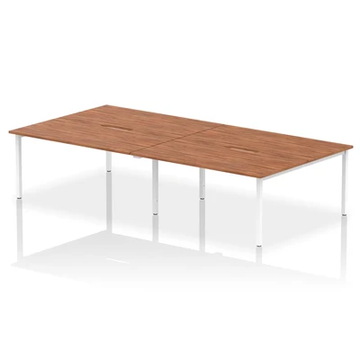 Image of Evolve B2B White Frame Bench Desk 1600 Walnut (4 Pod) BE227
