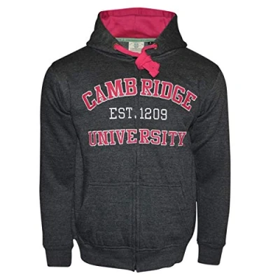 Image of Cambridge University Officially Licenced Zipped Hoodie Unisex Charcoal (S)