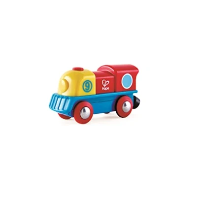 Image of Hape Brave Little Engine Button Operated Multi Coloured Train, Exceptional Battery Powered Red, Yellow + Blue Finish