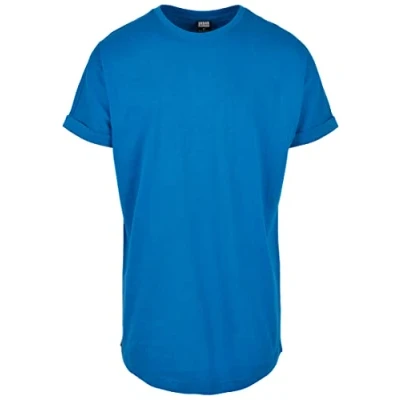Image of Urban Classics Shaped Turnup Basic Tshirt, Men&#039;s, Size: Large, Sporty blue
