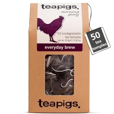 Image of Teapigs Everyday Brew Tea Bags Made with Whole Leaves (1 Pack of 50 Teabags) Loose Leaf Quality English Breakfast TeaMalty and Robust Black