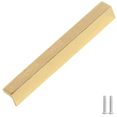 Image of Decoranddecor Contemporary Pull Handles Solid Metal for Cabinets (160mm Between Hole Centres, Brushed Gold)