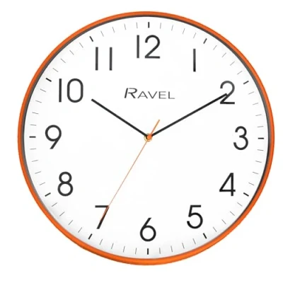 Image of Ravel Modern 40cm Office and Kitchen Wall Clock Analogue Quartz RWC.40.8 Orange
