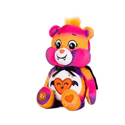 Image of Care Bears Halloween 22cm Bean Plush Spooky Sparkle Bear, Collectable Cute Soft Toy, Vampire Cuddly Toy for Boys and Girls, Small Bear Teddy, Plushie Children Ages 4 5 6 7 +, Fangs Cape