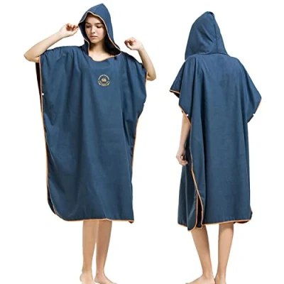Image of Changing Robe Towel Poncho with Hood for Surfing Swimming Wetsuit Changing,Compact &amp; Light Weight,One Size Fit All Navy