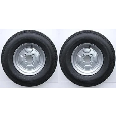 Image of leisure MART A pair of 500 x 10 inch trailer wheels and tyres with 8 ply tyre 4 PCD Pt no. LMX1602