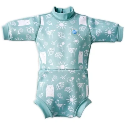 Image of Splash About Baby Girls Happy Nappy Wetsuit One Piece Swimsuit, Sunny Bear, 3 8 Months