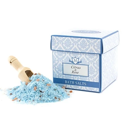 Image of Mystix London Citrus &amp; Rose Scented Bath Salts 350g a Medley of Epsom, Dead Sea Mineral and Himalayan Pink Perfect as Gift Handmade in UK