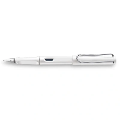 Image of LAMY safari white Fountain Pen with ergonomic grip &amp; polished steel nib in size EF ideal for any Writing Calligraphy including T 10 blue cartridge Right Handed