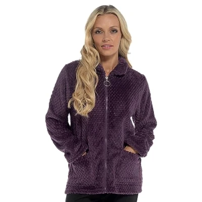 Image of Undercover Waffle Fleece Zip Bed Jacket LN1693 Purple 18 20