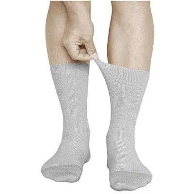 Image of vitsocks Men&#039;s Non Elastic Top Soft All Cotton Socks (3 PAIRS) Loose Fit, No Pressure, grey, 6 7.5