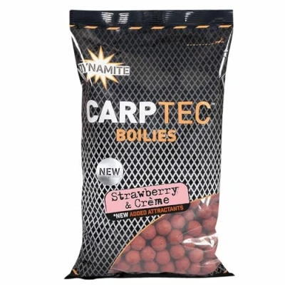 Image of Dynamite Baits Carptec Strawberry &amp; Crème Boilies 15mm (900g)