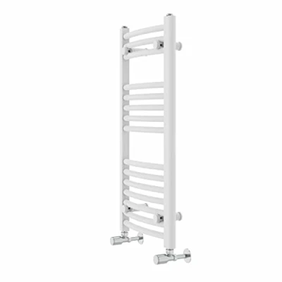 Image of Warmehaus Contemporary Curved Bathroom Heated Towel Rail Radiator Rad 800 x 400mm White