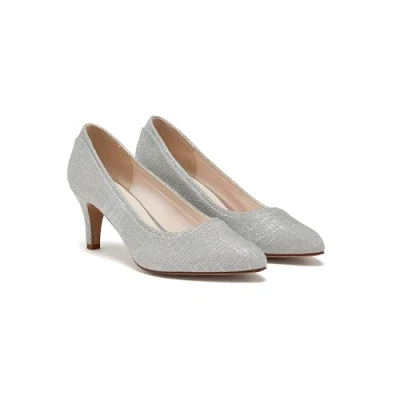 Image of Rainbow Club Jara Silver Wide Fit Wedding Court Shoes, 9