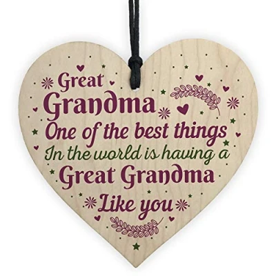 Image of RED OCEAN Great Grandma Grandmother Gift Handmade Wooden Heart Plaque Keepsake Nan Nanny For Christmas Birthday