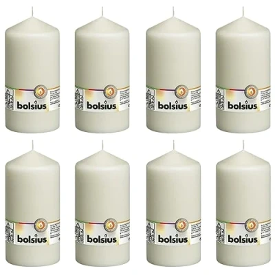 Image of Bolsius Smooth 15cm Pillar Candles, Ivory