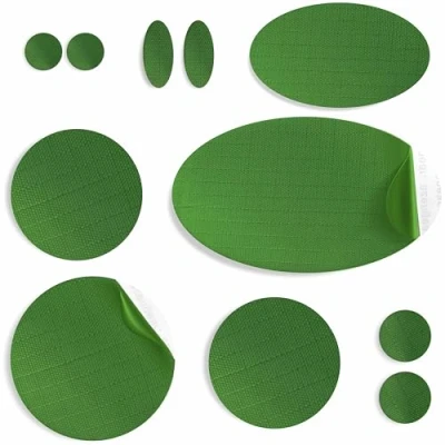 Image of aZengear Repair Patches for Down Jackets, Puffer Coats, Waterproof, Pre Cut, Tear Cold Heat Resistant Polyester Fabric, Fix Ski Clothes, Air Mattress, Inflatables, Tents (11 Pcs Kit, Cool Green)