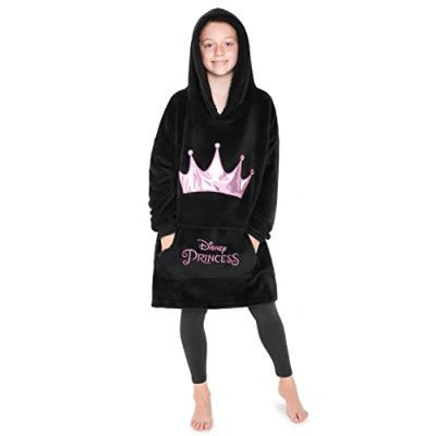 Image of Disney Stitch Fleece Hoodie Blanket for Kids and Teenagers One Size Fluffy Oversized Gifts (Black/Pink)