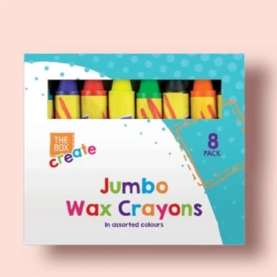 Image of The Box STA1364 Jumbo Wax Crayons, Assorted Colours Bright Non Toxic Pack of 8