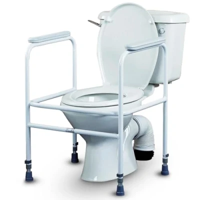 Image of Homecraft Adjustable Steel Toilet Surround Frame, Feet, Safety Ideal for Elderly &amp; Disabled, With or Without Floor Fixing (Eligible VAT relief in the UK)