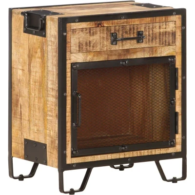 Image of vidaXL Bedside Cabinet 43x30x51 cm Solid Rough Mango Wood